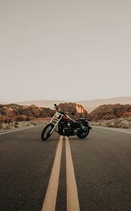 Preview wallpaper motorcycle, road, marking, asphalt