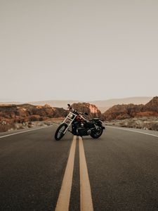 Preview wallpaper motorcycle, road, marking, asphalt