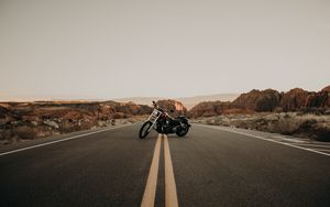 Preview wallpaper motorcycle, road, marking, asphalt
