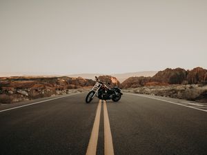 Preview wallpaper motorcycle, road, marking, asphalt