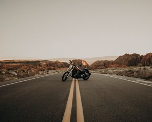 Preview wallpaper motorcycle, road, marking, asphalt