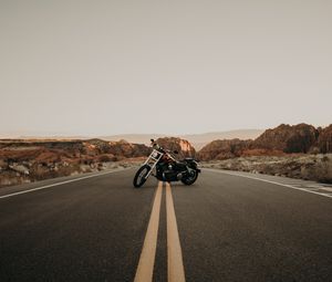 Preview wallpaper motorcycle, road, marking, asphalt