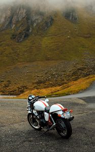 Preview wallpaper motorcycle, road, mountains