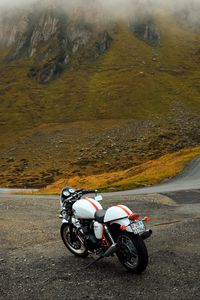 Preview wallpaper motorcycle, road, mountains