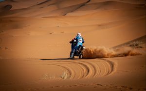 Preview wallpaper motorcycle, sand, desert, dust