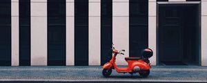 Preview wallpaper motorcycle, scooter, building, facade, strip