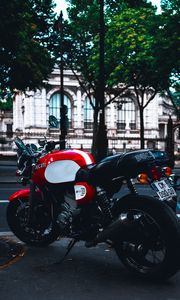 Preview wallpaper motorcycle, side view, red, street