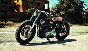 Preview wallpaper motorcycle, side view, shadow, wheel