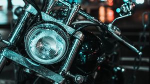 Preview wallpaper motorcycle, steering wheel, headlight, drops