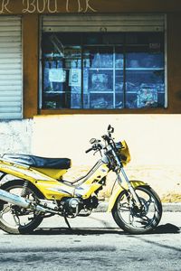 Preview wallpaper motorcycle, street, yellow