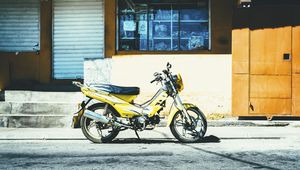 Preview wallpaper motorcycle, street, yellow