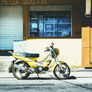 Preview wallpaper motorcycle, street, yellow