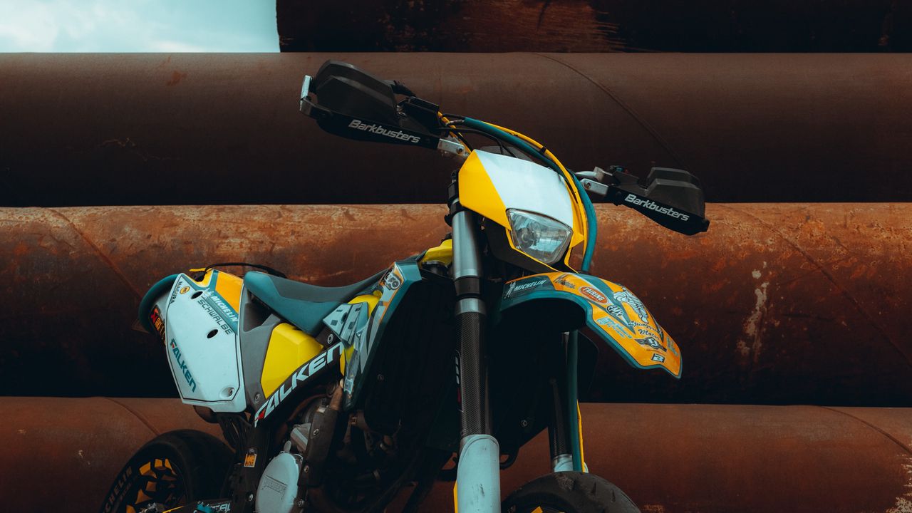 Wallpaper motorcycle, wheels, yellow, steering wheel