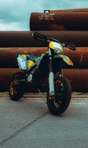 Preview wallpaper motorcycle, wheels, yellow, steering wheel