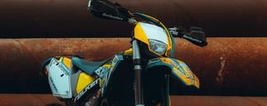 Preview wallpaper motorcycle, wheels, yellow, steering wheel