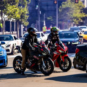 Preview wallpaper motorcycles, bikes, motorcyclists, road, cars