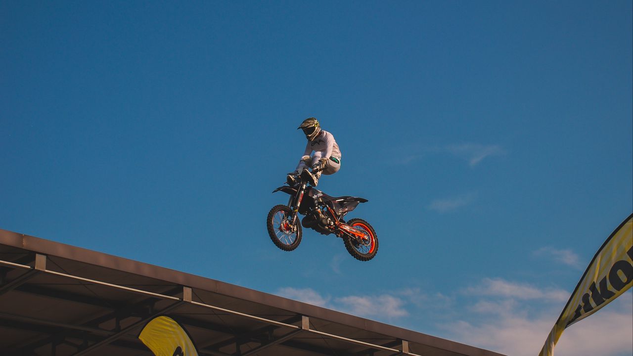 Wallpaper motorcycling, trick, jump