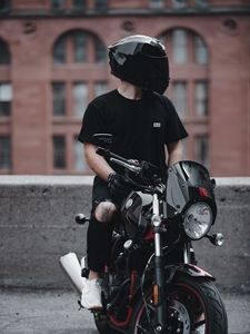 Preview wallpaper motorcyclist, bike, motorcycle, helmet