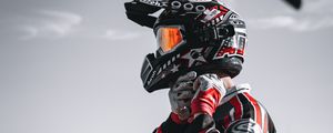 Preview wallpaper motorcyclist, biker, helmet, equipment, cross