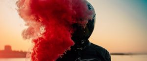 Preview wallpaper motorcyclist, biker, smoke, helmet