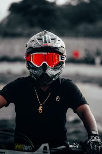 Preview wallpaper motorcyclist, helmet, glasses, red