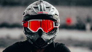 Preview wallpaper motorcyclist, helmet, glasses, red