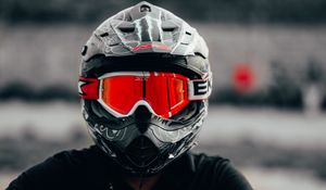 Preview wallpaper motorcyclist, helmet, glasses, red