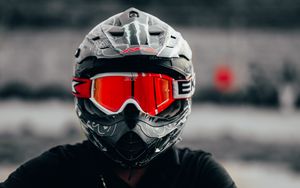 Preview wallpaper motorcyclist, helmet, glasses, red