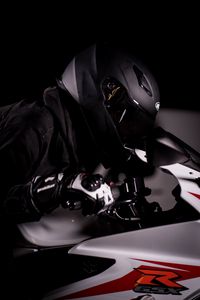 Preview wallpaper motorcyclist, helmet, motorcycle, bike, biker