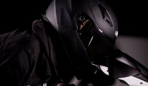 Preview wallpaper motorcyclist, helmet, motorcycle, bike, biker