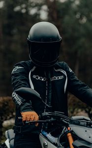 Preview wallpaper motorcyclist, helmet, steering wheel, motorcycle