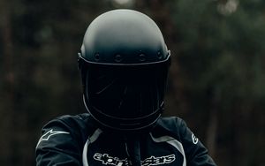 Preview wallpaper motorcyclist, helmet, steering wheel, motorcycle