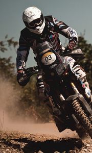 Preview wallpaper motorcyclist, motion, stunt, speed