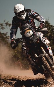 Preview wallpaper motorcyclist, motion, stunt, speed