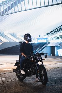 Preview wallpaper motorcyclist, motorcycle, helmet, headlight