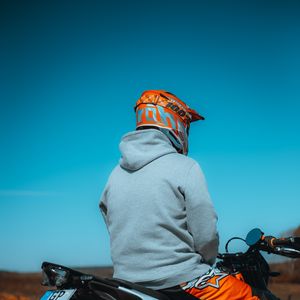 Preview wallpaper motorcyclist, motorcycle, helmet, equipment