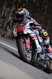 Preview wallpaper motorcyclist, motorcycle, moto racing, speed, tilt