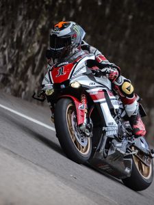Preview wallpaper motorcyclist, motorcycle, moto racing, speed, tilt
