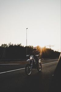 Preview wallpaper motorcyclist, motorcycle, road, movement