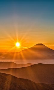 Preview wallpaper mount fuji, japan, sun