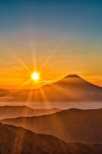 Preview wallpaper mount fuji, japan, sun