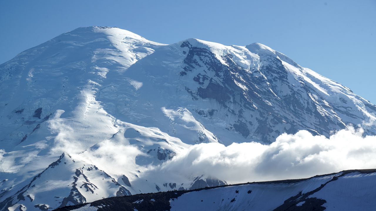 Wallpaper mount rainier, mountain, snow, winter, clouds, usa