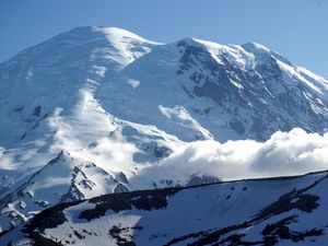 Preview wallpaper mount rainier, mountain, snow, winter, clouds, usa