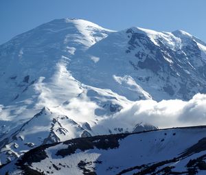 Preview wallpaper mount rainier, mountain, snow, winter, clouds, usa