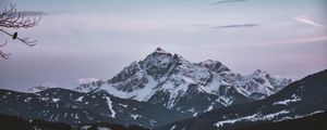 Preview wallpaper mountain, aerial view, peak, snowy, sky, horizon