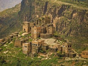 Preview wallpaper mountain, buildings, architecture, rock, old