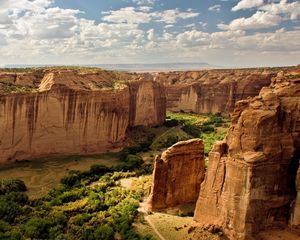 Preview wallpaper mountain, canyon, landscape, sky, clouds