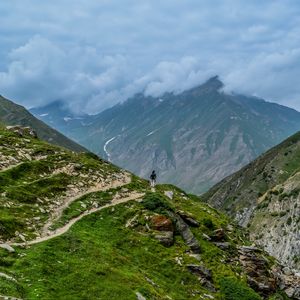 Preview wallpaper mountain, canyon, trail, grass