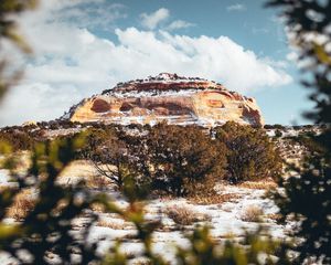 Preview wallpaper mountain, cliff, plateau, winter, landscape