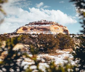 Preview wallpaper mountain, cliff, plateau, winter, landscape